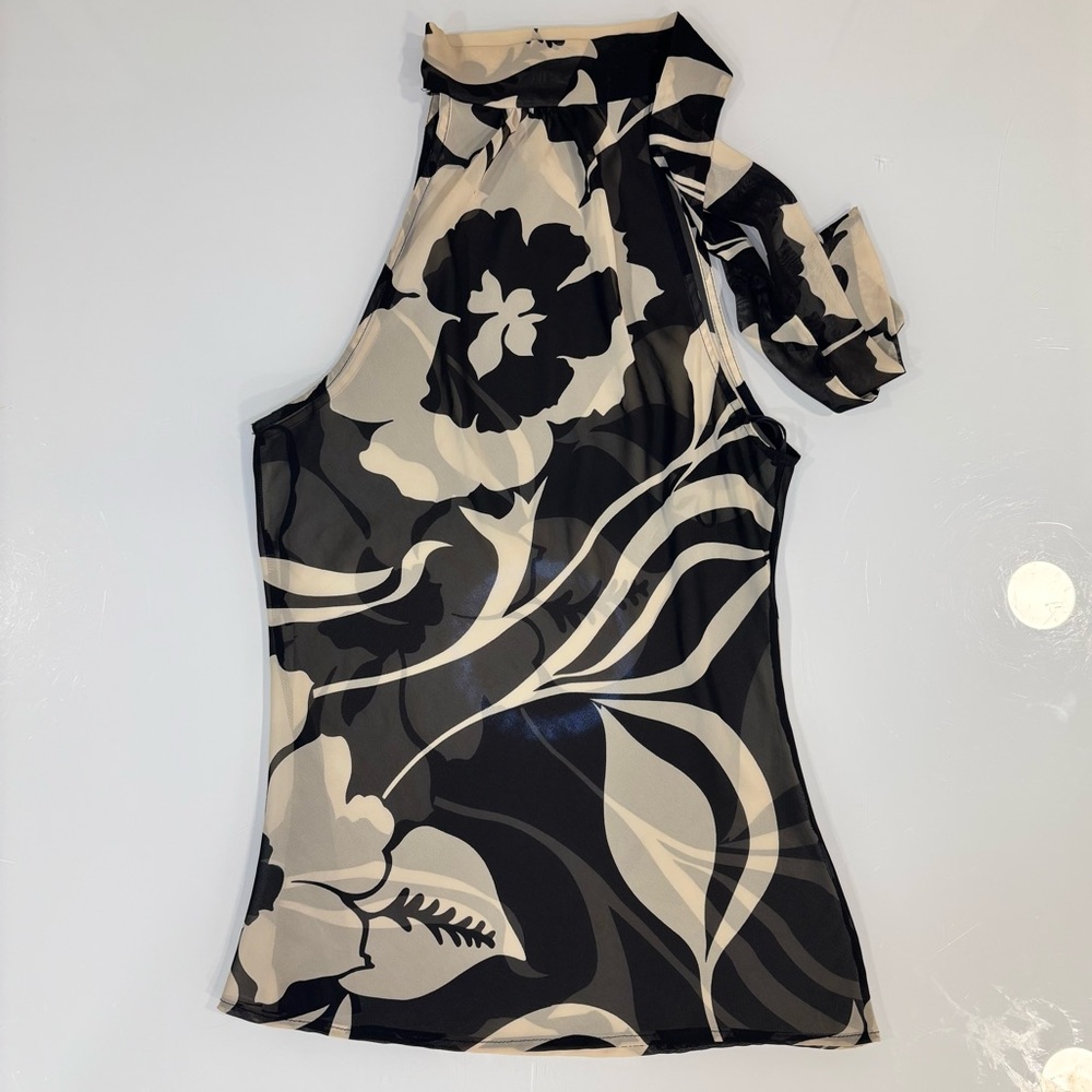 DO+BE Zebra Print Halter Top in Black and Cream